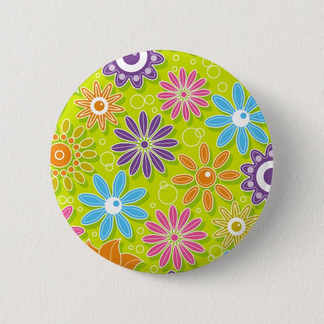 Groovy Spring Flower Power 6 Cm Round Badge (Front)