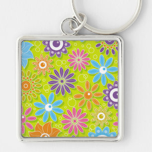 Groovy Spring Flower Power Key Ring