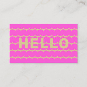 Groovy Squiggles Khaki Beige Bubblegum Pink Hello Business Card