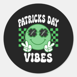 Groovy St Patricks Day Vibes Retro St Patrick's Da Classic Round Sticker