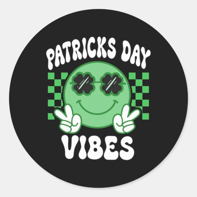 Groovy St Patricks Day Vibes Retro St Patrick's Da Classic Round Sticker (Front)