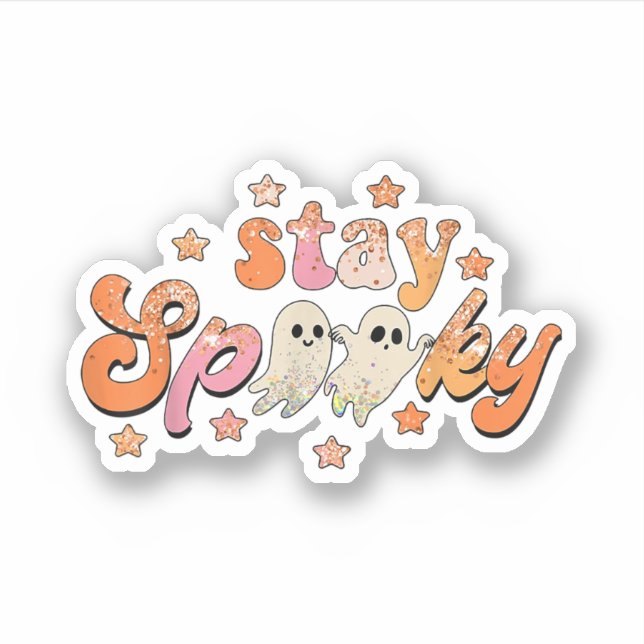 Groovy Stay Spooky Vibes Retro Floral Ghost Hippie (Front)