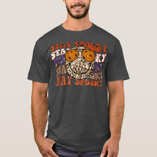 Groovy Stay Spooky Vibes Retro Smile Face Hippie H T-Shirt