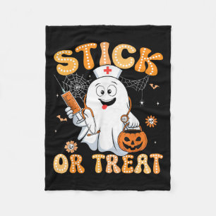 Groovy Stick Or Treat Funny Halloween Costume Nurs Fleece Blanket