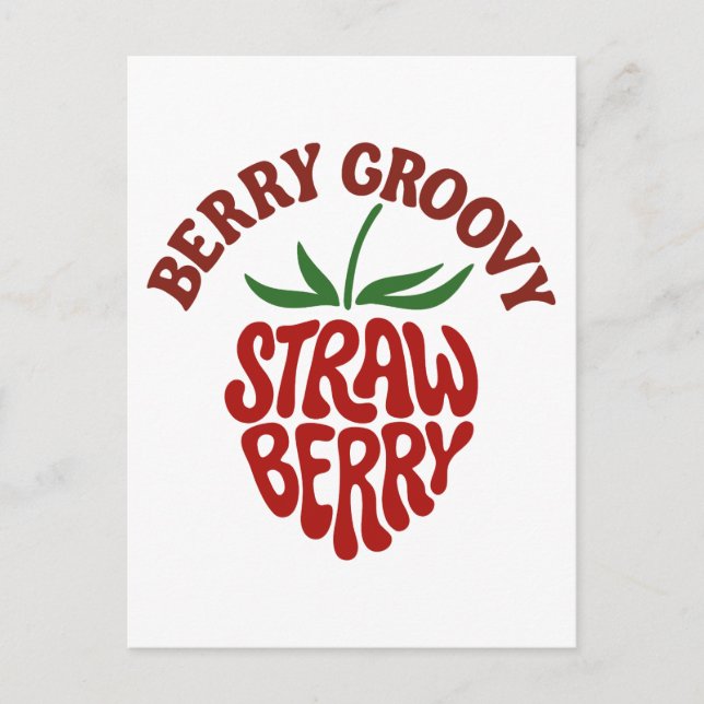 Groovy Strawberry Retro 70s Vibes Postcard (Front)