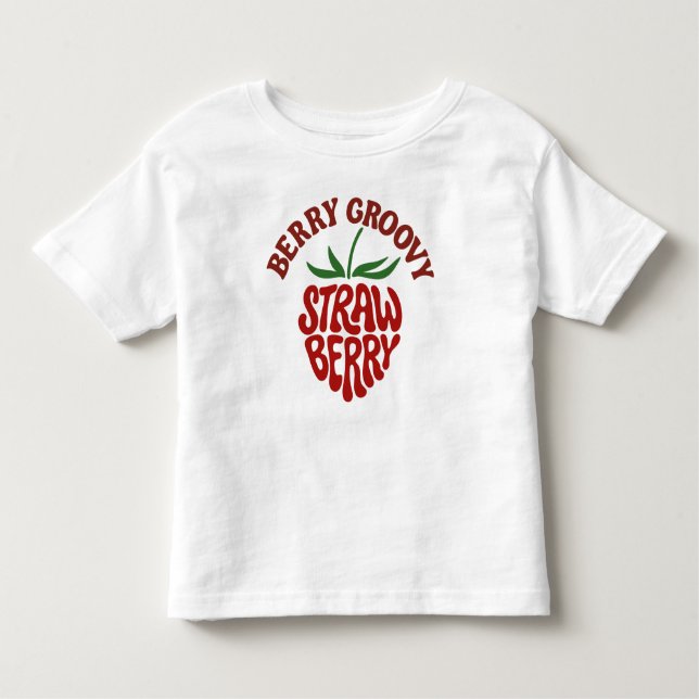 Groovy Strawberry Retro 70s Vibes Toddler T-Shirt (Front)