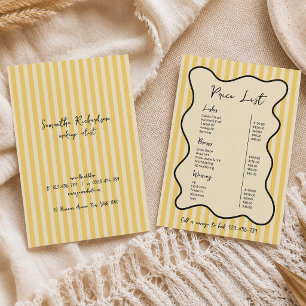 Groovy Stripes Yellow Handwritten Price List