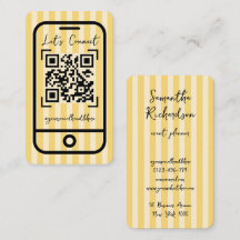 Groovy Stripes Yellow Handwritten QR Code