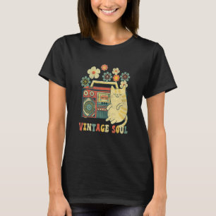 Groovy Style Cat  Soul Retro Flowers Wildflower T-Shirt