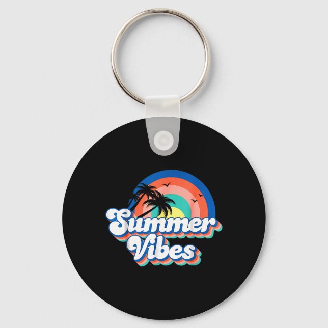 Groovy Summer Vibes Summer Vacation Key Ring (Front)