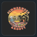 Groovy Summerween For Refreshing Heat Classic Square Sticker<br><div class="desc">Get groovy with this retro Summerween look. Bright,  refreshing,  and packed with creepy-cool flair.</div>