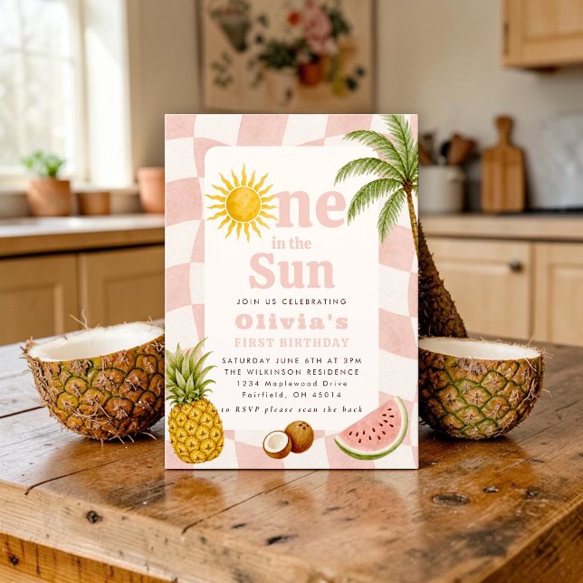 Groovy Sun & Tropics First Birthday Party  Invitation (Creator Uploaded)