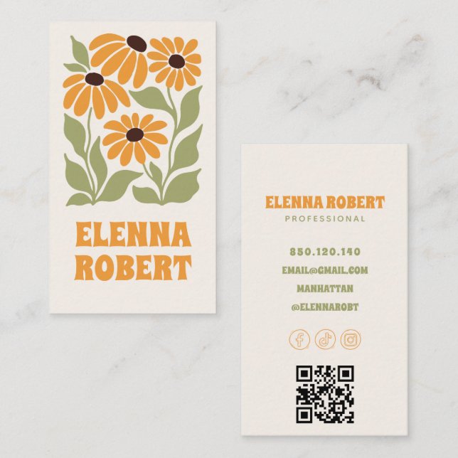 groovy sunflower soft business card (Front/Back)