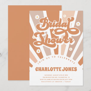 Groovy Sunshine Bohemian Retro Bridal Shower Invitation