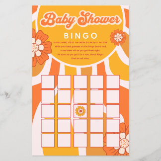 Groovy Sunshine Retro Baby Shower Bingo Game