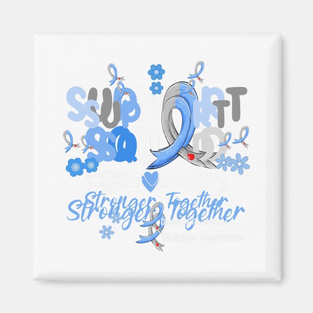 Groovy Support Squad Blue Ribbon Diabetes Awarenes Magnet (Front)