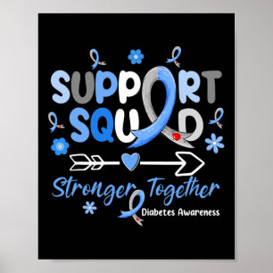 Groovy Support Squad Blue Ribbon Diabetes Awarenes Poster