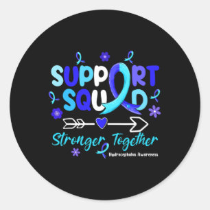 Groovy Support Squad Blue Ribbon Hydrocephalus Awa Classic Round Sticker