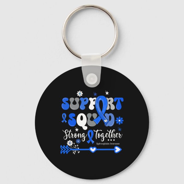 Groovy Support Squad Blue Ribbon Hydrocephalus Awa Key Ring (Front)
