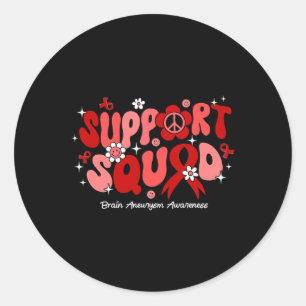 Groovy Support Squad Brain Aneurysm Awareness Classic Round Sticker