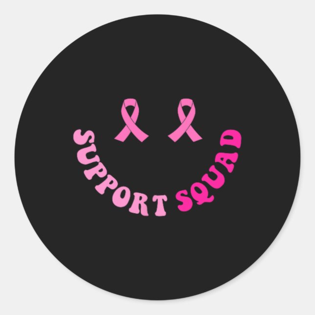 Groovy Support Squad Breast Cancer Awareness 2 Sid Classic Round Sticker (Front)