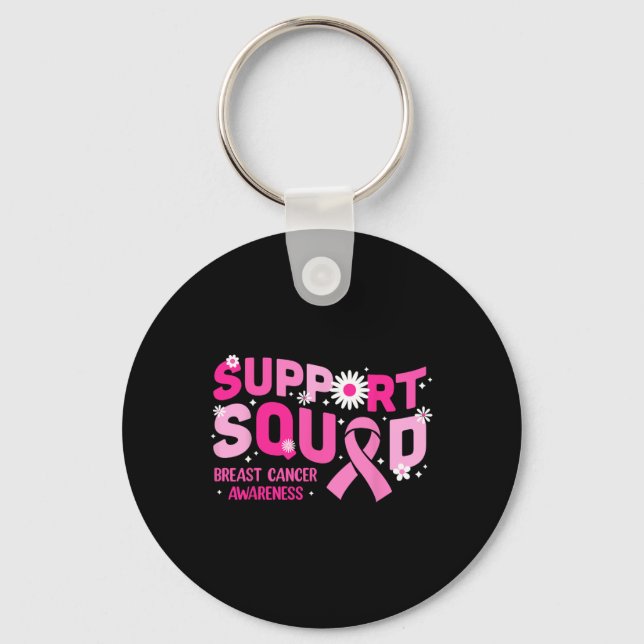 Groovy Support Squad Breast Cancer Awareness Pink  Key Ring (Front)