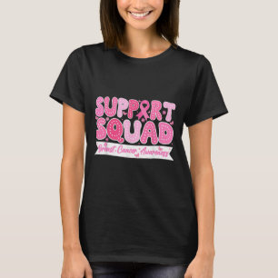 Groovy Support Squad Breast Cancer Awareness Pink T-Shirt