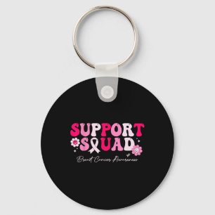 Groovy Support Squad Breast Cancer Awareness White Key Ring