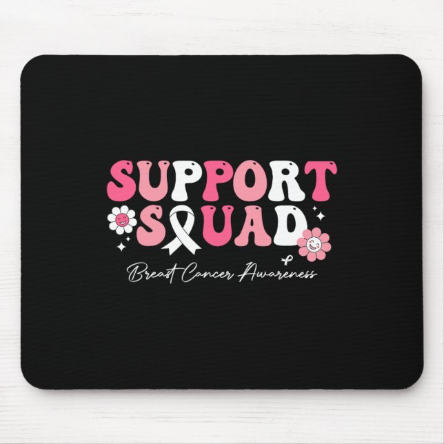 Groovy Support Squad Breast Cancer Awareness White Mouse Pad (Front)