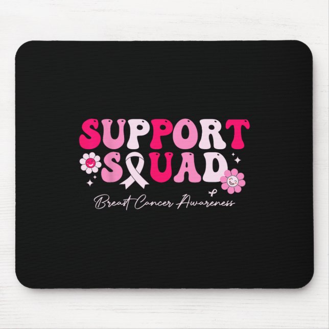 Groovy Support Squad Breast Cancer Awareness White Mouse Pad (Front)