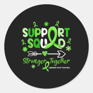 Groovy Support Squad Green Ribbon Lymphoma Cancer  Classic Round Sticker