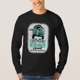 Groovy Support Squad Messy Bun Addiction Recovery T-Shirt