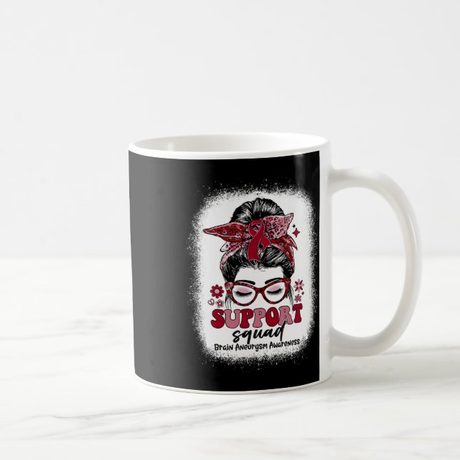 Groovy Support Squad Messy Bun Brain Aneurysm  Coffee Mug (Right)