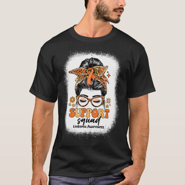 Groovy Support Squad Messy Bun Leukaemia Awareness T-Shirt (Front)