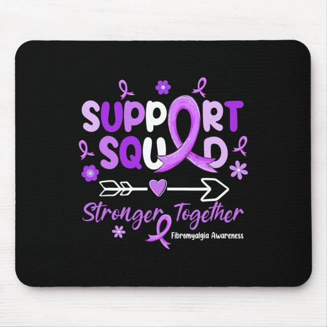 Groovy Support Squad Purple Ribbon Fibromyalgia Aw Mouse Pad (Front)