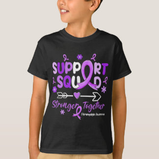 Groovy Support Squad Purple Ribbon Fibromyalgia Aw T-Shirt