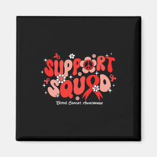 Groovy Support Squad Red Ribbon Blood Cancer Aware Magnet