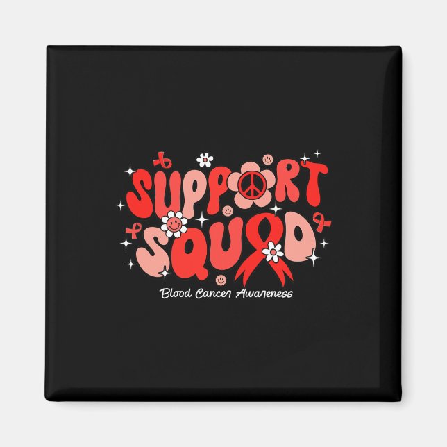 Groovy Support Squad Red Ribbon Blood Cancer Aware Magnet (Front)