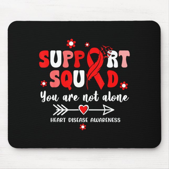 Groovy Support Squad Red Ribbon Heart Disease Awar Mouse Pad (Front)