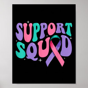 Groovy Support Squad Thyroid Cancer Awareness Frie Poster