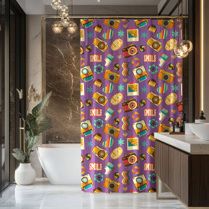 Groovy Swirl Curtain Retro Pastel Shower Style