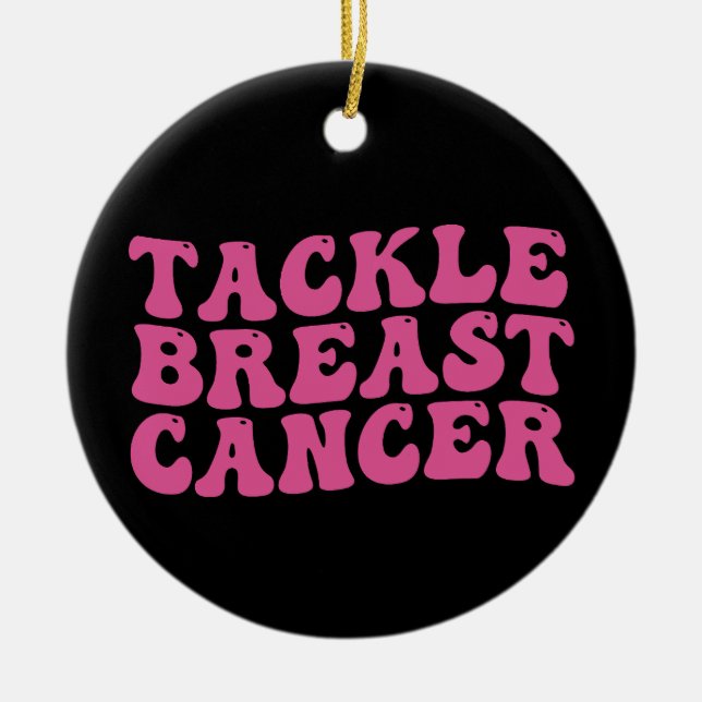 Groovy Tackle Breast Cancer Awareness  Ceramic Tree Decoration (Front)