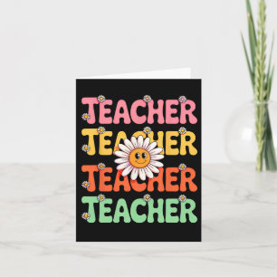 Groovy Teacher Cute Daisy Flower Retro Back To Sch Card