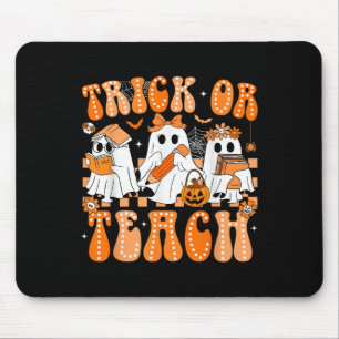Groovy Teacher Halloween Trick Or Teach Ghost Men Mouse Pad