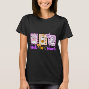Groovy Teacher Halloween Trick Or Teach Ghost Men  T-Shirt