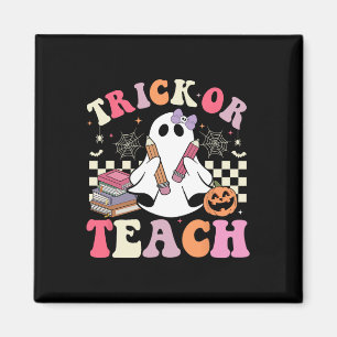 Groovy Teacher Halloween Trick Or Teach Retro Cute Magnet