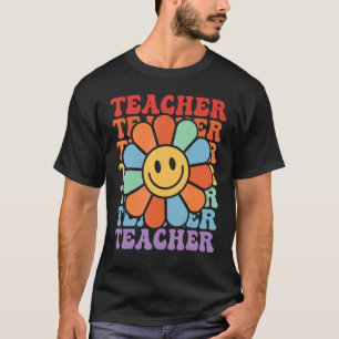 Groovy Teacher Inspirational Colourful Daisy Back T-Shirt