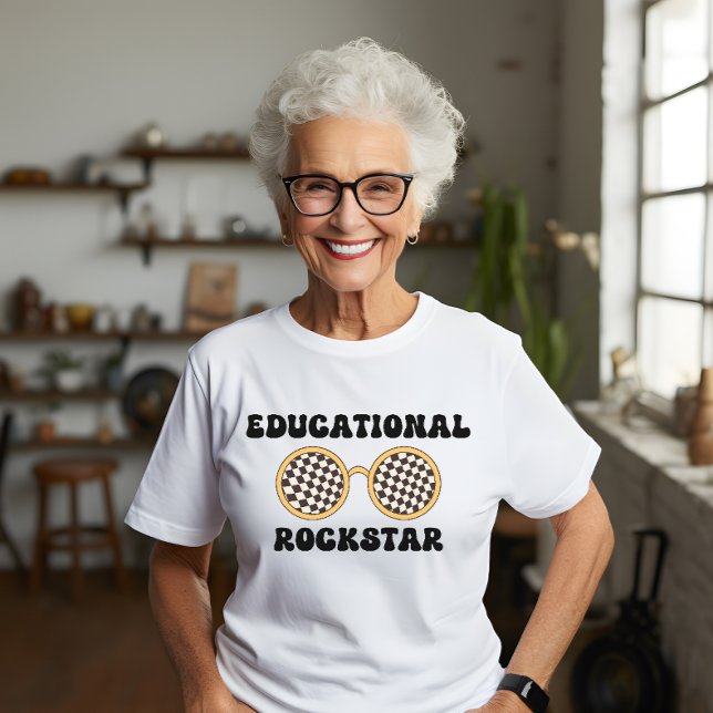 Groovy teacher retro font sunglasses Rockstar T-Shirt (Creator Uploaded)