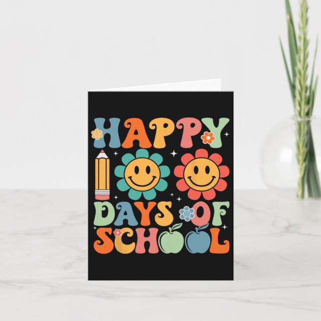 Groovy Teacher Student 100th Day Of School Happy 1 Card (Front)