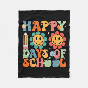 Groovy Teacher Student 100th Day Of School Happy 1 Fleece Blanket